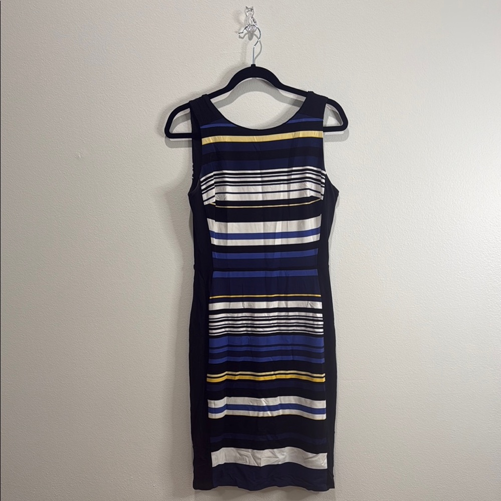 White House Black Market Striped Sleeveless Dress - Blue, White, Yellow